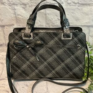Est. 1946 Black/Silver Plaid Handbag w/ Bow